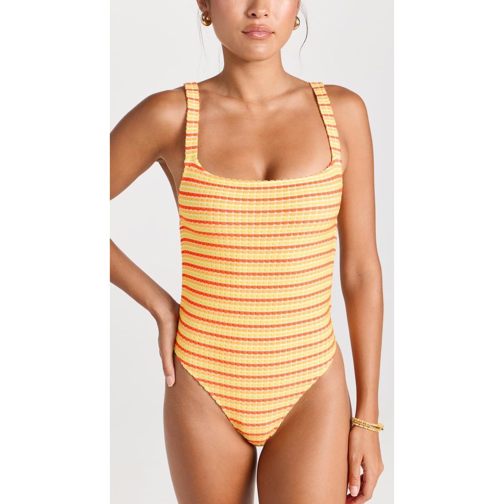 Solid & Striped Women's The Toni One Piece, Coral Orange/Banana/Keys Blue, XL - Picture 2 of 6